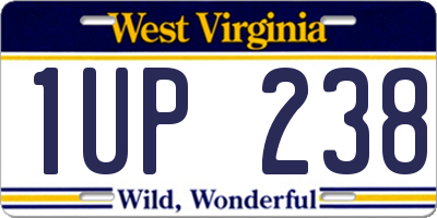 WV license plate 1UP238