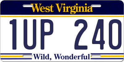 WV license plate 1UP240