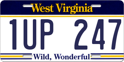 WV license plate 1UP247