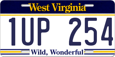 WV license plate 1UP254