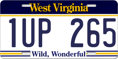 WV license plate 1UP265