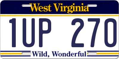 WV license plate 1UP270
