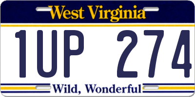WV license plate 1UP274