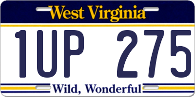WV license plate 1UP275
