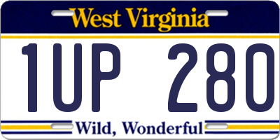WV license plate 1UP280