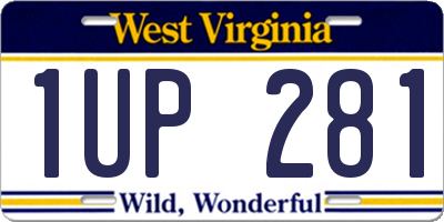 WV license plate 1UP281