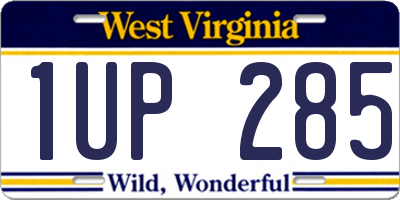 WV license plate 1UP285