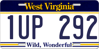 WV license plate 1UP292