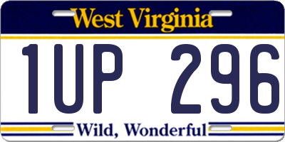 WV license plate 1UP296