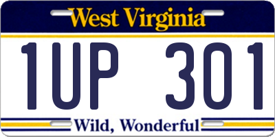 WV license plate 1UP301