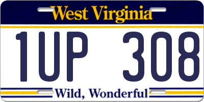 WV license plate 1UP308