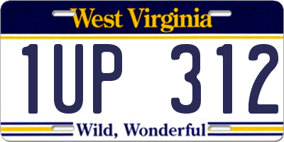 WV license plate 1UP312