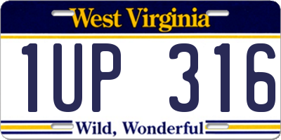 WV license plate 1UP316