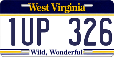 WV license plate 1UP326