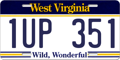 WV license plate 1UP351