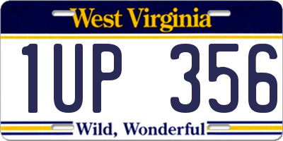 WV license plate 1UP356