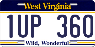 WV license plate 1UP360