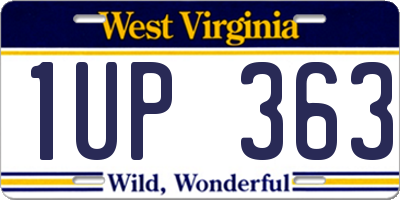WV license plate 1UP363