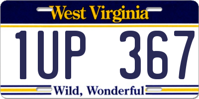 WV license plate 1UP367