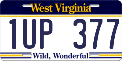 WV license plate 1UP377