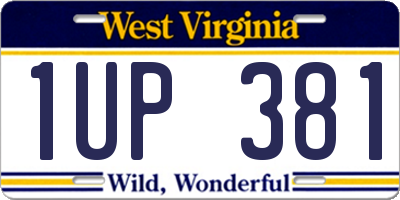 WV license plate 1UP381