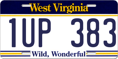 WV license plate 1UP383