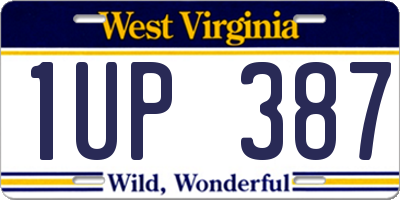 WV license plate 1UP387