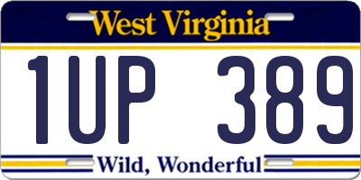 WV license plate 1UP389