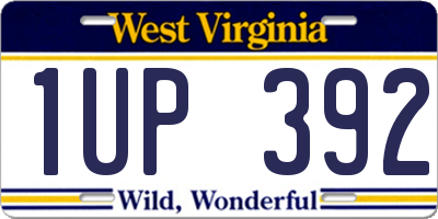 WV license plate 1UP392