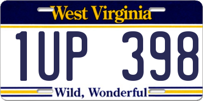 WV license plate 1UP398