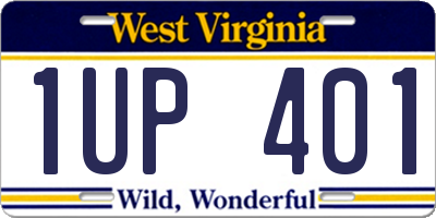 WV license plate 1UP401