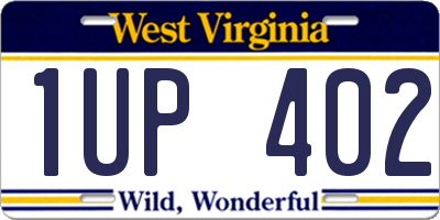 WV license plate 1UP402
