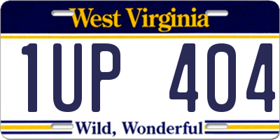 WV license plate 1UP404