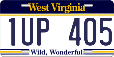 WV license plate 1UP405