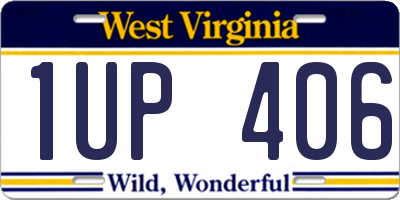 WV license plate 1UP406