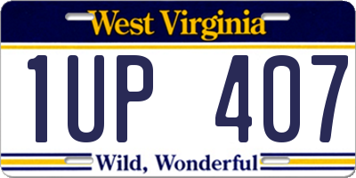 WV license plate 1UP407
