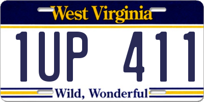 WV license plate 1UP411