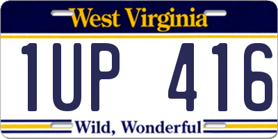WV license plate 1UP416