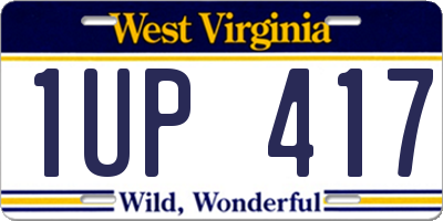 WV license plate 1UP417