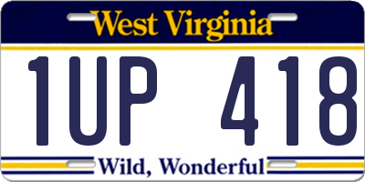 WV license plate 1UP418