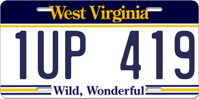 WV license plate 1UP419