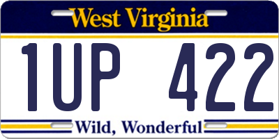 WV license plate 1UP422