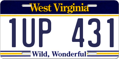 WV license plate 1UP431