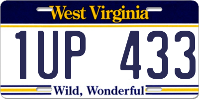 WV license plate 1UP433