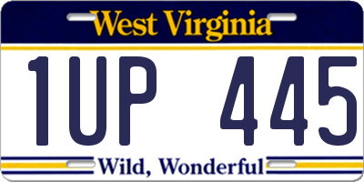WV license plate 1UP445
