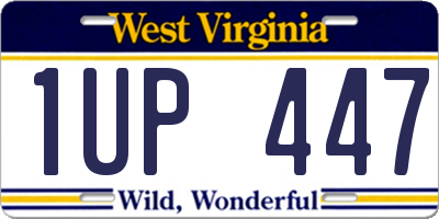 WV license plate 1UP447