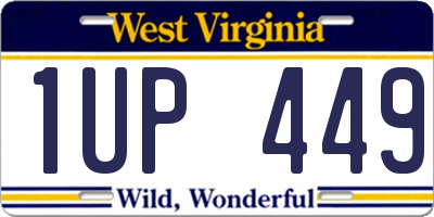 WV license plate 1UP449