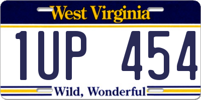 WV license plate 1UP454