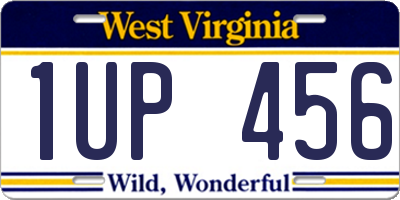 WV license plate 1UP456