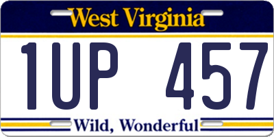 WV license plate 1UP457
